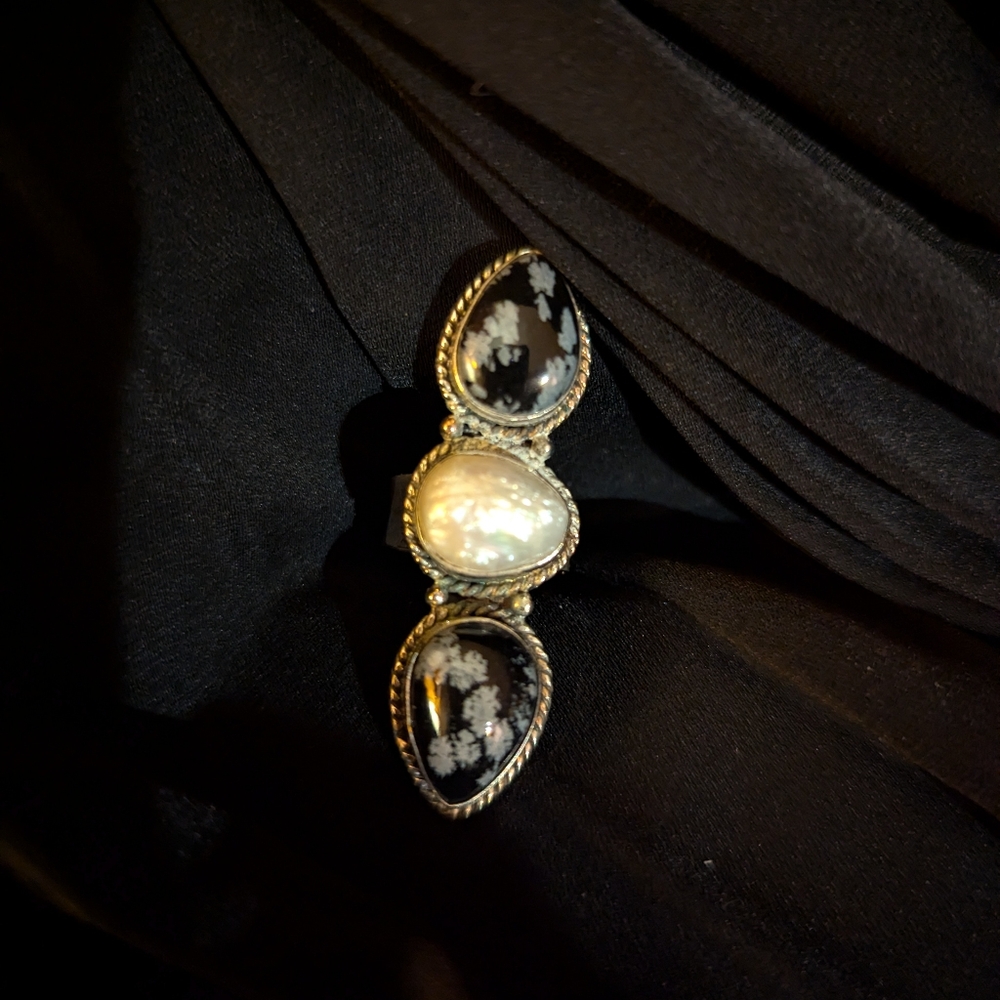 Snowflake Obsidian Ring